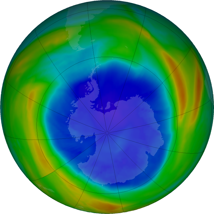 Antarctic ozone map for 05 September 2018